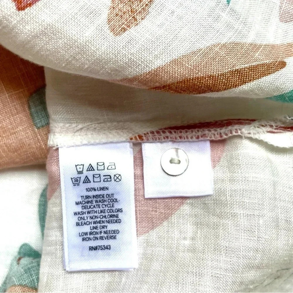 NWT Cynthia Rowley Linen Botanical Print Button Up Top - Picture 3 of 4